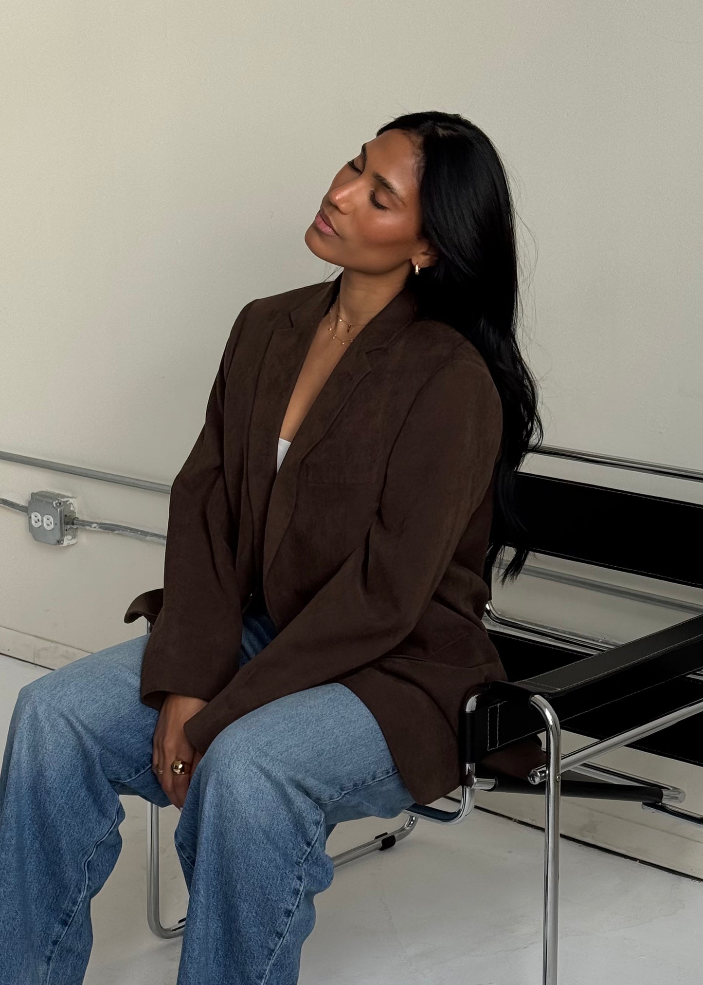 CHOCOLATE SUEDE BLAZER