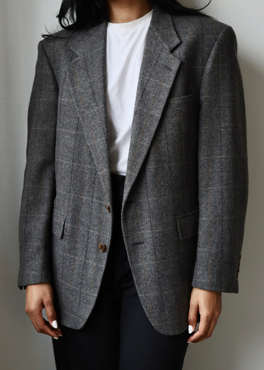 NEW - DARK GRAY PLAID BLAZER