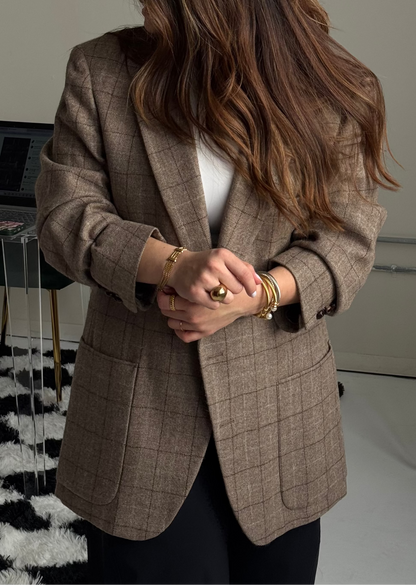 NEW - PLAID MOCHA BLAZER