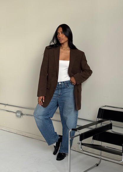 CHOCOLATE SUEDE BLAZER