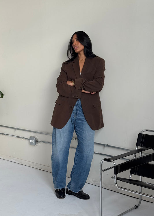 CHOCOLATE SUEDE BLAZER