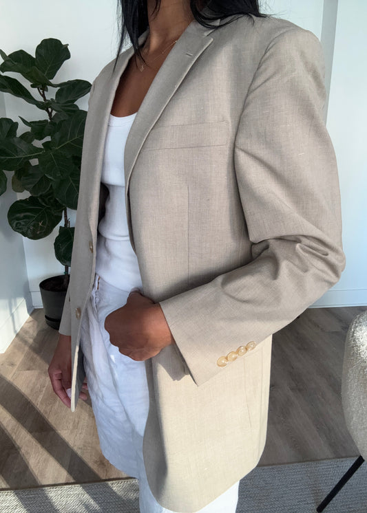 CREAM LINEN VINTAGE BLAZER